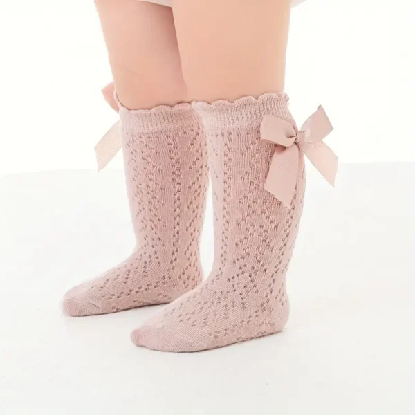 calcetines altos lazo rosa