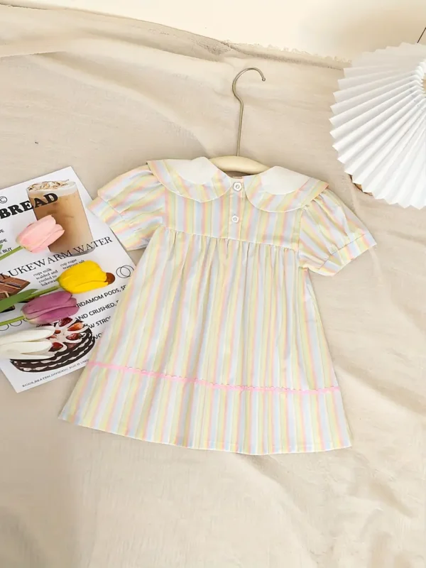vestido de listas y bordado
